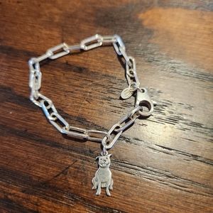 Sterling silver bracelet with dog/ pitbull charm